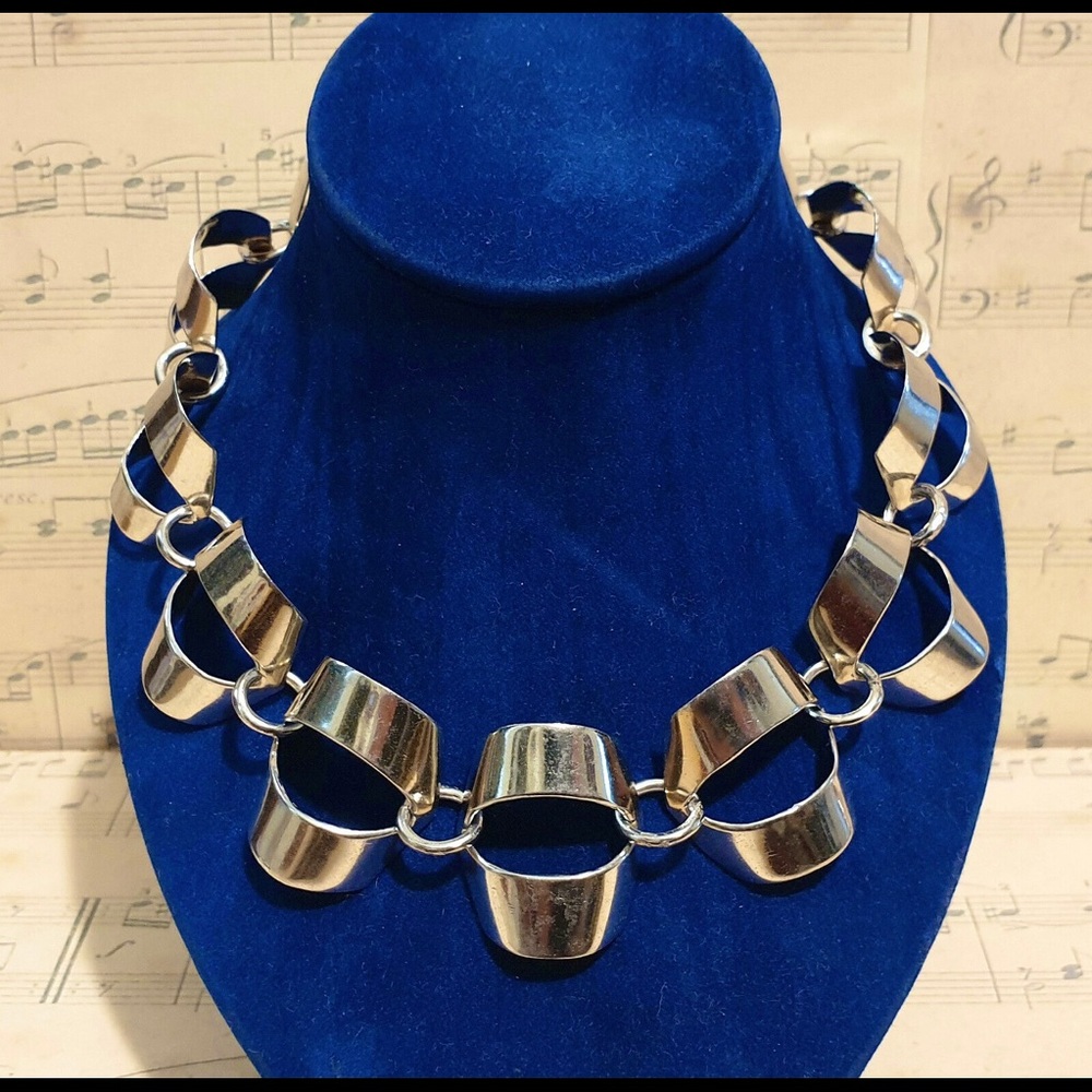 Vintage 1940 Rare Mexican Sterling Silver Necklace